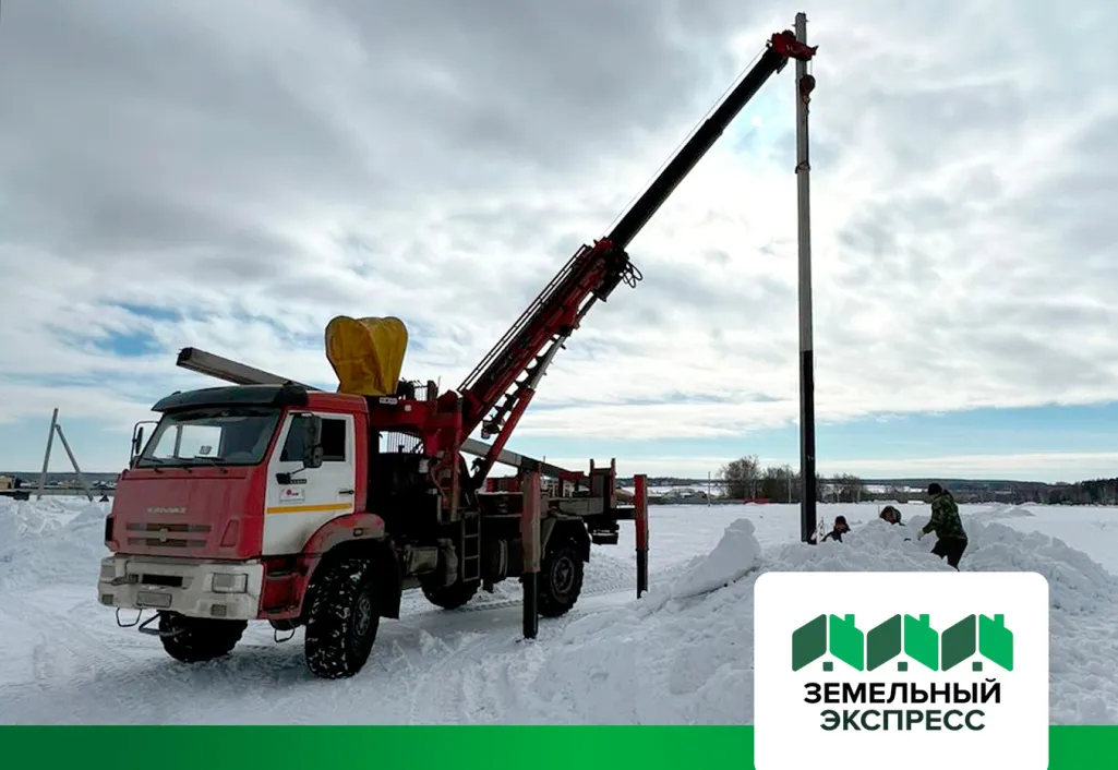 Монтаж опор ЛЭП в поселке "Калина"