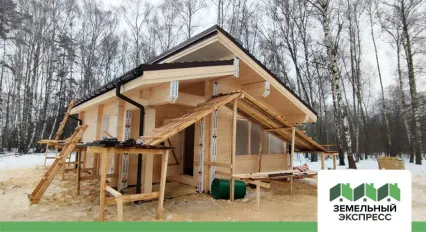 Монтаж кровли въездной группы в поселке "Лесной Остров"